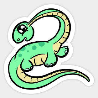 Cute Green diplodocus dinosaur cartoon character Sticker